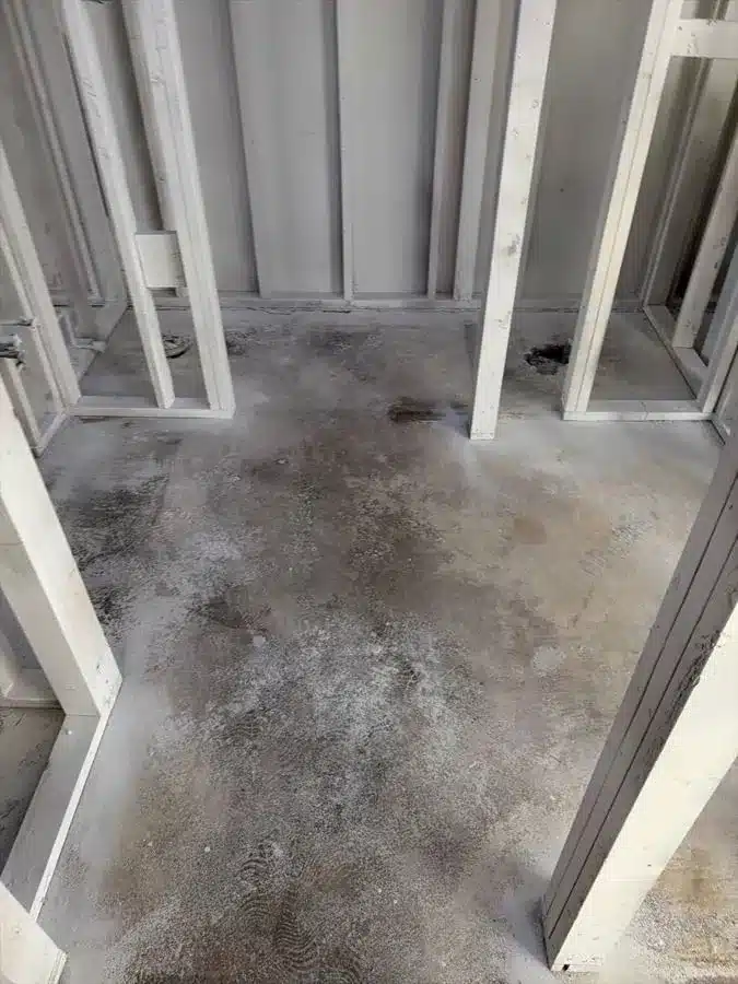 Same room after fire mitigation and rebuild prep